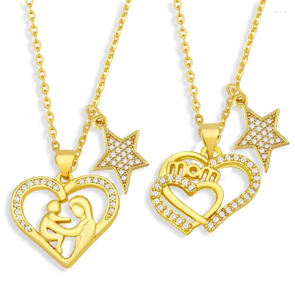 Ожерелья с подвесками, ожерелье с CZ Pave Heart Mom для женщин, позолоченная звезда, оптовая продажа ювелирных изделий, подарки на день матери Nkev65
