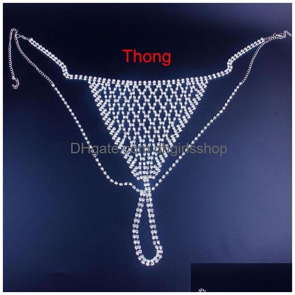 Altri Stonefans Y Bling Accessori per la catena del corpo in cristallo per le donne Intimo a rete Reggiseno e perizoma Set Gioielli per bikini 221008 Drop Delivery Dhyci