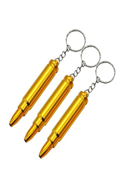 Varejo inteiro ouro bala metal chaveiro cachimbo cabeça arma pistola forma de bala cigarro pipe3880123