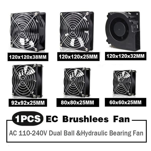 EC Eksenel Fan 60mm 80mm 90mm 120mm Top Fırçasız Soğutucu AC 110V 120V 220V 230V 240V Bilgisayar Kılıfı 6025 8025 9225 12038 240314