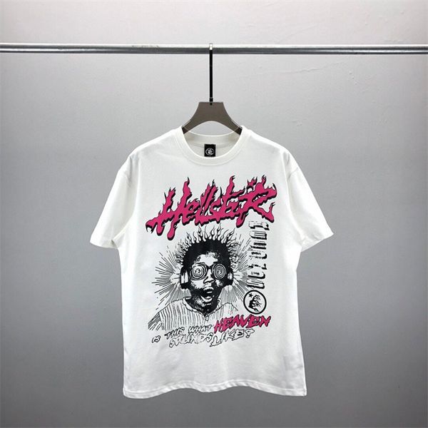 Модная мужская рубашка hellstar Rappe Top High American Tide, брендовая забавная забавная футболка с английским буквенным принтом, свободный круглый воротник, футболка с короткими рукавами TEE tide A18