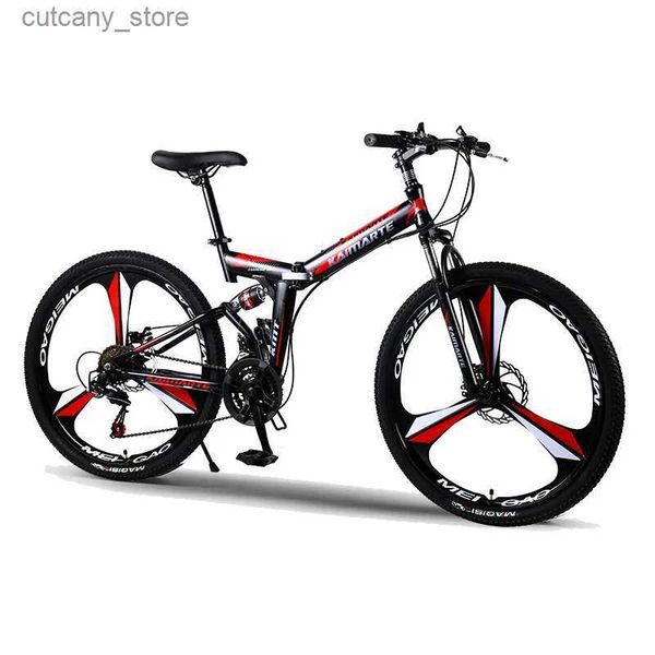 Bicicletas Ride-Ons Wolface Road Bikes Racing Bicyc Foldab Bicyc Mountain Bike 26/24 polegadas Aço 21/24/27 Speed Bicycs Freios de disco duplo L240319