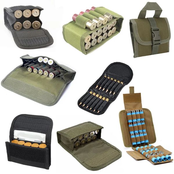 Bolsas Tactical molle 12ga 12 bitola munição shells titular recarregar bolsas de revista bolsa de tiro de tiro de airsoft cartuchas de espingarda bolsa de bala