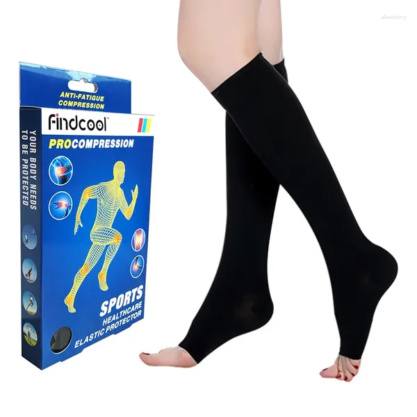 Kadın Çoraplar FindCool Tıbbi Sıkıştırma 23-32mHg Basınç Seviye 2 Varisli Damarlar Çorap Buzağı Peep-to