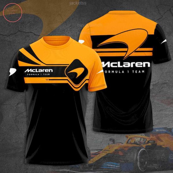 Homens camisetas F1 McLaren Team Norris Ricca Multi-Driver Número Manga Curta Outdoor Racing Extreme Sports Casual Plus Size T-shirt respirável G99