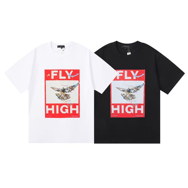 T-shirt da uomo firmata FLY HIGH T-shirt casual a maniche corte in doppio cotone stampato di alta qualità per uomo e donna