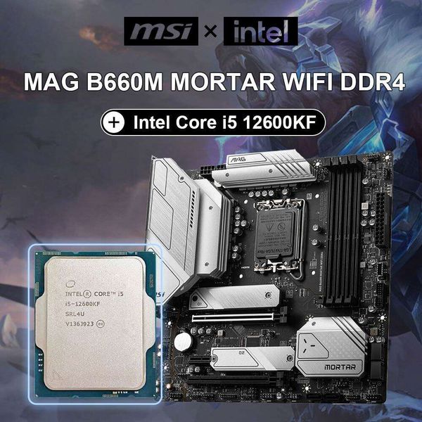 MSI New MAG B660M MORTAR Placa-mãe WIFI + Intel Core i5-12600KF CPU DDR4 4800 + MHz 128G USB 3.2 SATA M.2 Micro-ATX placa-me