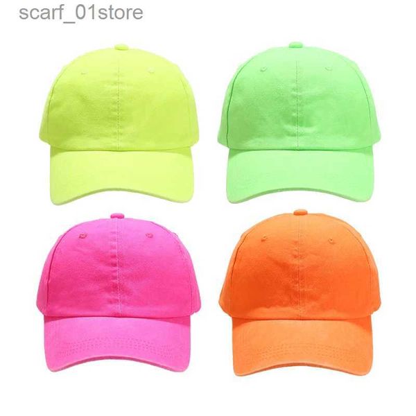 Cappellini da baseball unisex fluorescente al neon baseball C moda abbigliamento da strada cappello da baseball lavaggio hip-hop snack in cotoneC24319