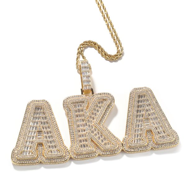 Хип-хоп DIY Custom Hard A-Z Название Письма подвесные ожерелья очарование для мужчин Женщины Full 5a Циркониевые украшения