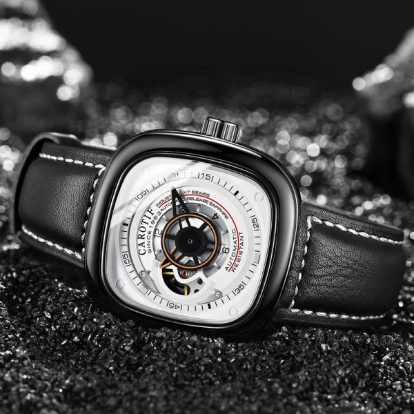 Uhren Carotif Top Brands Herren mechanische Handgelenkwachen Männer wasserdichte automatische Skeleton Watch Man Luxus -Geschäfts Handarmbänder