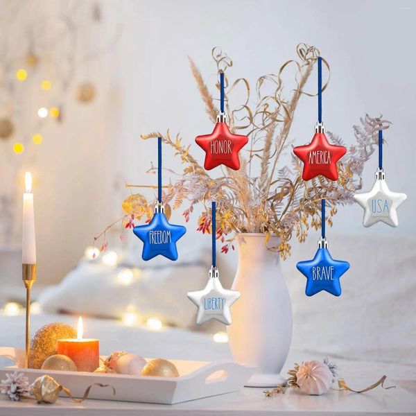 Party-Dekoration, 6 Stück, 4. Juli, hängende Stern-Ornamente, Weihnachten, rote, weiße und blaue Sterne für Lieferungen, Feiertage, draußen, Zuhause, drinnen