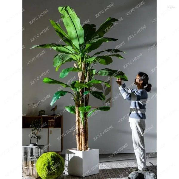 Fiori decorativi Grande albero di banano Pianta verde artificiale Fiore di plastica bionico Alberi finti in vaso