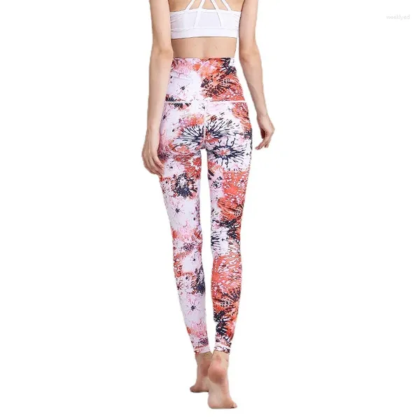 Calças femininas com nervuras sem costura yoga cintura alta impressão ginásio leggings esporte mulheres fitness feminino legging 2024 correndo collants l79