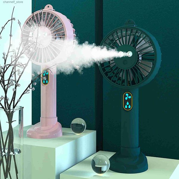 Elektrik Fanları Mini Taşınabilir Sprey Mist Fan Masaüstü Hava Soğutucu Su Takviyesi USB 2000mAH Pil Elde Buhar Telefonu Holdery240320