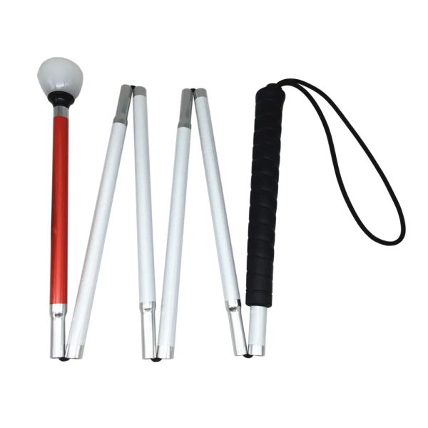 Палочки с черной ручкой, 120 см 155 см, 6-секционная алюминиевая трость для слепых, светоотражающая красная, складная трость для слепых