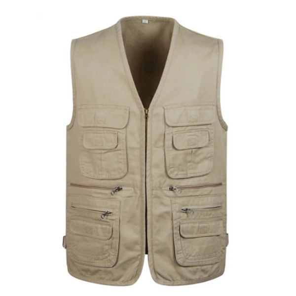 Gilet da esterno multitasche da uomo Escursionismo Pesca Lavoro Fotografia Gilet Gilet Zip Giacca senza maniche Gilet per