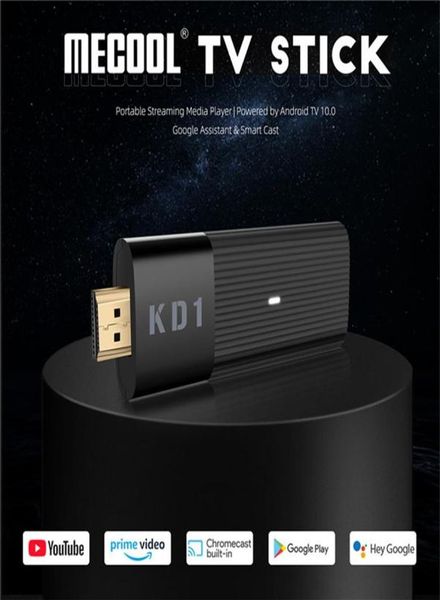 Mecool KD1 Stick Amlogic S905Y2 TV Box Android 10 2GB 16GB Suporte Google Certified Voice 4K 24G 5G WiFi BT Dongle DHLa341423603