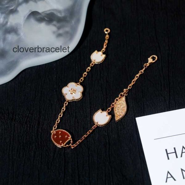 Van 4 Leaf Clover Cleef Armband Vanclef Luxus Designer Silber Rose Gold Marienkäfer Glück Frühling Frauen Männer Charm Armbänder Schmuck Zugang