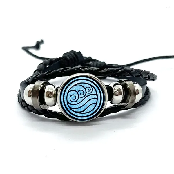 Armreif Avatar The Last Airbender Lederarmbänder Glaskuppel-Druckknopfarmband Armreifen Air Nomad Feuer- und Wasserstamm-Schmuck