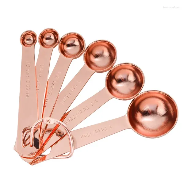 Strumenti di misurazione Set di cucchiai Utensili da cucina Cucina e cottura in acciaio inossidabile con scala in oro rosa