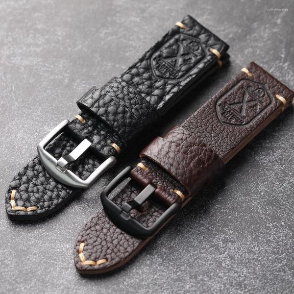 Assista Bandas Handmade Head Layer Cowhide Strap 20 22 24mm Marrom Vintage Macio Italiano Genuíno Couro Pulseira Estilo Masculino