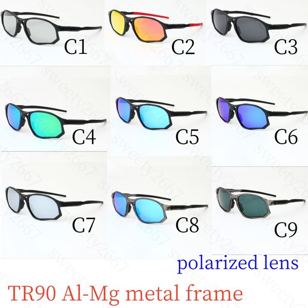 Óculos de sol de designer de luxo masculino vintage tr90 armação de metal polarizado óculos de sol para mulheres bicicleta atacado