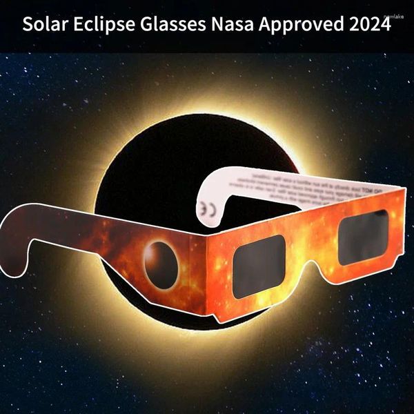 Óculos de sol 6 pcs papel solar eclipse óculos total observação 3d ao ar livre anti-uv visualização 2024