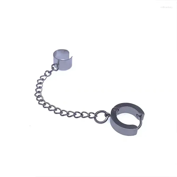 Ohrringe, Persönlichkeit, Titanstahl, für Damen, mit Kette für kalte und kühle Luft, ohne Ohrlöcher, Clips, Geschenk