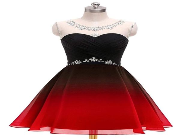 Neue Sexy 2019 Real Scoop Kristalle Gradienten Ballkleider Kurze Chiffon Plus Größe Ombre Cocktail Homecoming Party Kleid QC13164226675