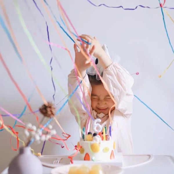 Decoração de festa 6pcs lançar streamers magia multicolor fio bebê aniversário vídeo favores crianças brinquedos adereços acessórios de casamento