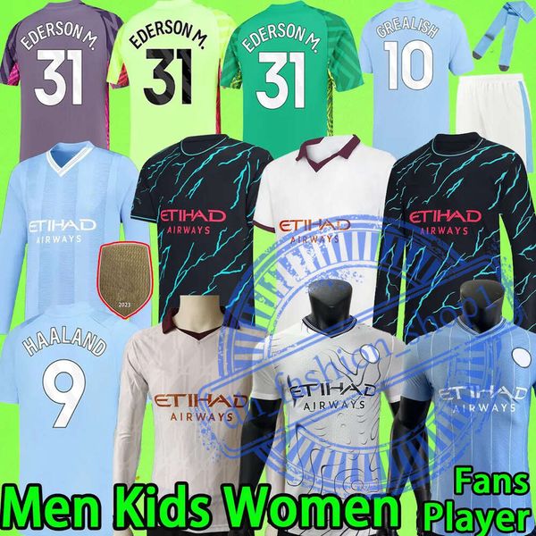 man city HAALAND MAN CITYS Fußballtrikots Torwart Herrenset Kinderset 23 24 25 FODEN Fußballtrikot Damen DE BRUYNE Uniform Junge Spielerversion Langarmuniform 292