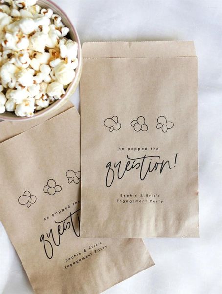 Geschenkpapier, 25 Stück, Popcorn-Beutel „He Popped The Question“ ||Verlobungsparty-Taschen, Bachelorette-Brautparty-Geschenk B