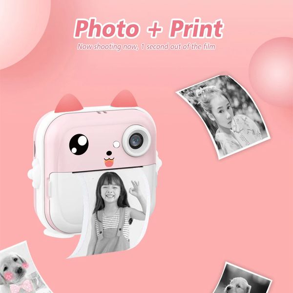 Instant Print PO Kinder Kamera Mini Thermodrucker Video Digital Kinder Für Pographie Lernspielzeug Geschenk 240314