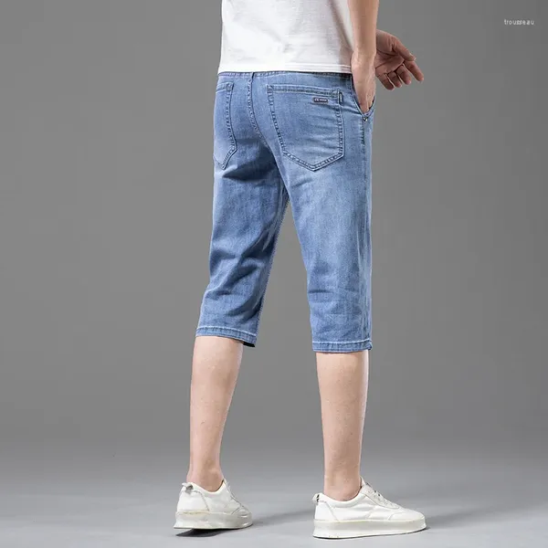Jeans da uomo estivi sottili gamba dritta moda business elasticizzato morbido cotone denim sciolto marca maschile blu scuro scuro Gra