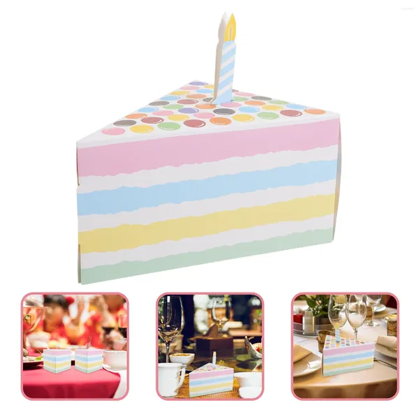 Bottiglie di stoccaggio Forma triangolare di torta Festa di compleanno Confezione regalo creativa Scatole di carta Kraft Regali di caramelle nuziali per imbottiture di calze