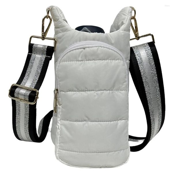 Einkaufstaschen, Puffer-Wasserflaschenträger, tragbare Daunen-gepolsterte Umhängetasche, Outdoor-Crossbody-Hydrobags, verstellbarer breiter Riemenhalter