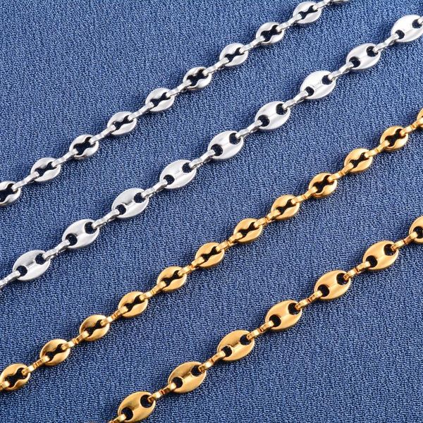 Correntes artesanais colares link café feijão de aço inoxidável jóias acessórios para mulheres homens gargantilha no pescoço colar diy presente
