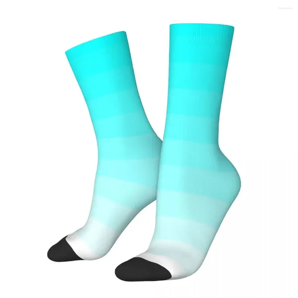 Herrensocken Happy Funny Aqua Weiß Retro Harajuku Farbverlauf Bunt Street Style Neuheit Casual Crew Crazy Sock Geschenk Bedruckt