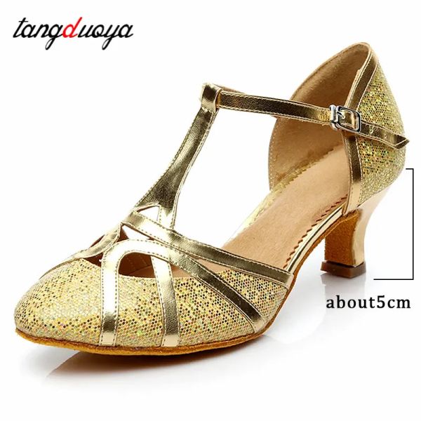 Schuhe Frauen Tanzschuhe Salsa für Ballsaal Tanzschuhe für Frauen High Heels 5cm Tango Jazz Ladies Latin Dance Schuhe Silber Gold