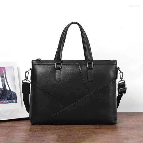 Aktentaschen 2024 Business Kleine Handtaschen Männer Echtes Leder Zipper Dokument Taschen Luxus Mann Tasche Reise Schulter Umhängetasche