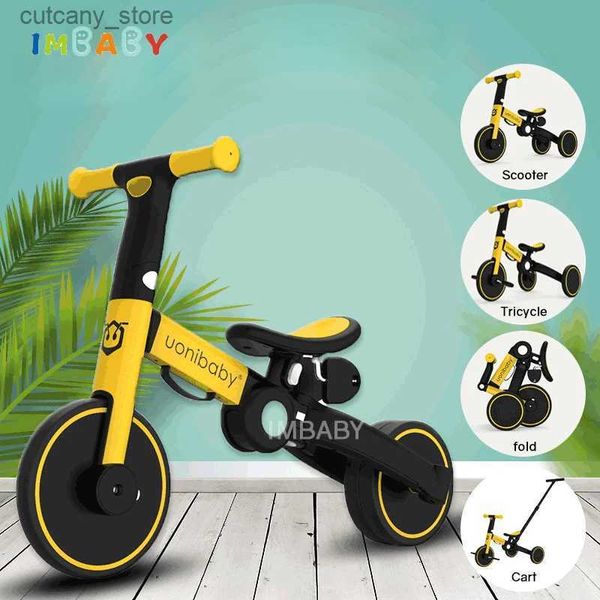 Fahrräder Ride-Ons IMBABY Baby Tricyc 4 In 1 Foldab Baby Strolr Balance Bike Kick Scooter Kinder Portab Childrens Strolr Walking Car L240319