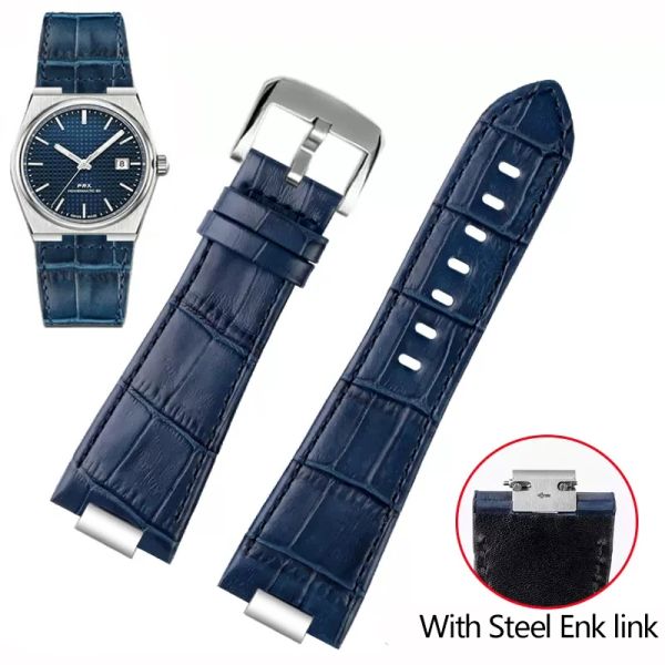 Slippers Cowide Leather Watch Band para Tissot Prx T137 Série T137.407 Super Player Player Relógio Banda End Link Male Pulseira Male Strap 26*12mm