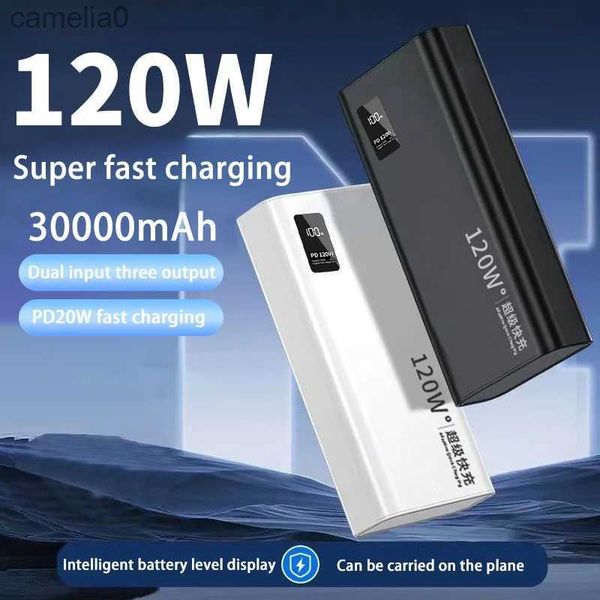 Handy-Powerbanks 30000 mAh Netzteil 120 W Schnellladung 100 % Kapazität tragbares Akkuladegerät geeignet für iPhone und HuaweiC24320