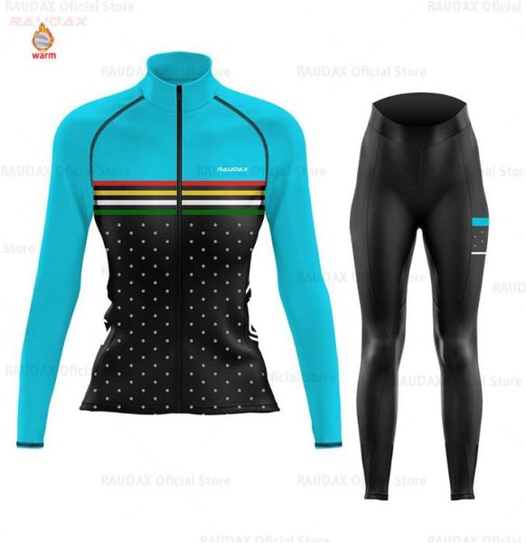 Neue Radfahren Jersey Frauen Langarm Zootekoi Winter Fleece Radfahren Kleidung MTB Trägerhose Set Blusas Mujer De Moda 20203303831