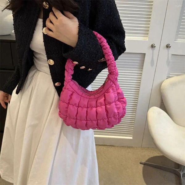 Umhängetaschen Plaid Bubble Bag Leichte koreanische Art Fold Cloud Handtasche Mini Tote Aufbewahrung im Freien