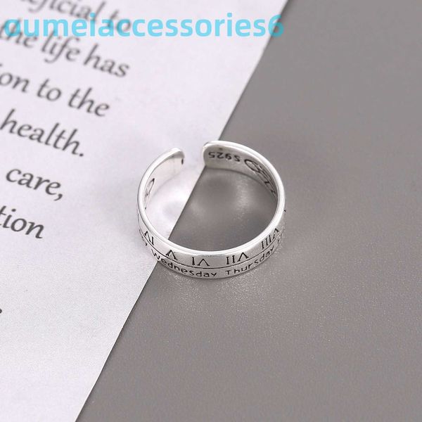 Оригинальные дизайнерские модные трендовые кольца, римские цифровые тайские серебряные кольца с открытием, аксессуары для женщин