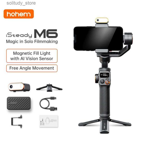 Stabilisatoren Hohem iSteady M6 Kit Handheld-Universalgelenkstabilisator Selfie-Stativ geeignet für Smartphones mit AI magnetischem Fülllicht Videobeleuchtung Q240320