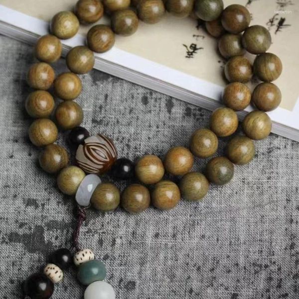 Strang grünes Sandelholz-Buddha-Perlenarmband mit doppelten Kreisen, Passionssamen, altes Material, Kultur und Unterhaltung