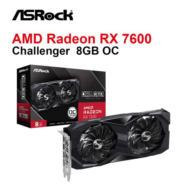 ASRock Nova AMD Radeon RX 7600 Challenger 8GB OC Placa Gráfica RX7600 8GB GDDR6 128 bits Placa de vídeo para jogos de computador desktop para PC