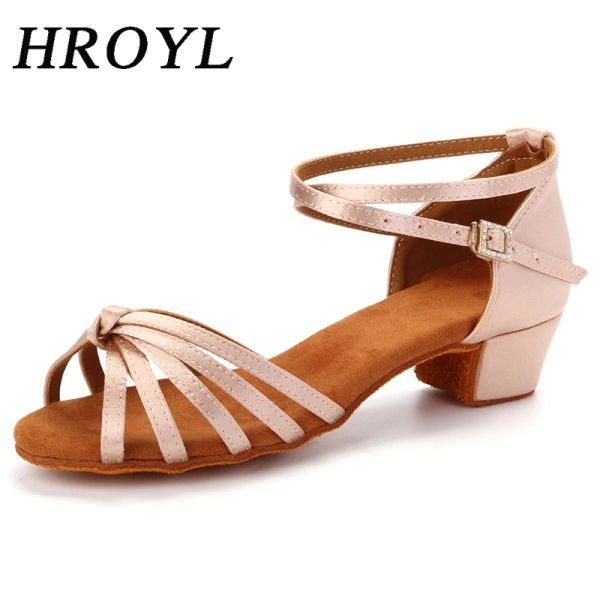 обувь Hroyl Girls Latin Dance Shoes для женщин -дам детские бальные туфли танцы современная джазовая танго сальса тренировочная обувь низкие каблуки